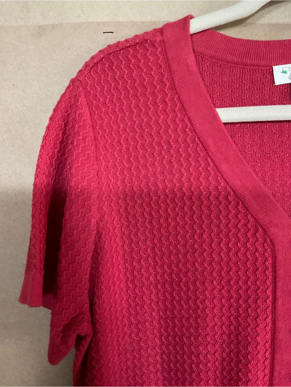 Christopher & Banks red Short-Sleeve Button Cardigan. Size L. - Picture 4 of 9